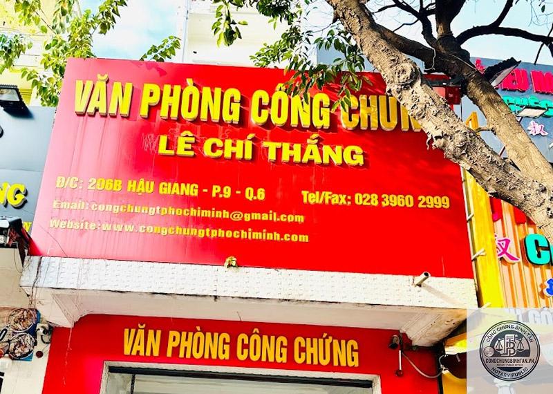 Văn Phòng Công Chứng Lê Chí Thắng | 206B Hậu Giang, Phường 9, Quận 6