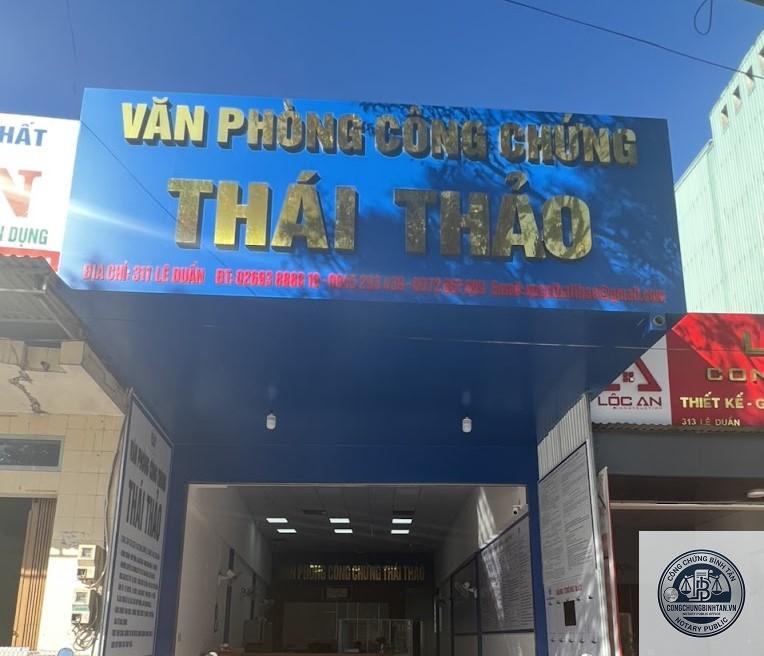 Văn ph&ograve;ng c&ocirc;ng chứng L&ecirc; Thị Thu Thảo