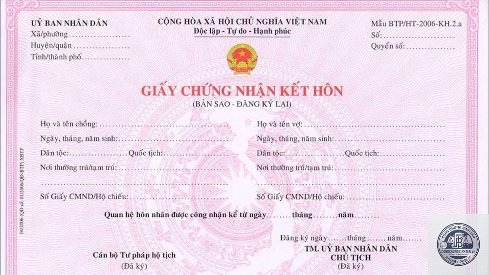 bản sao giấy kết hôn