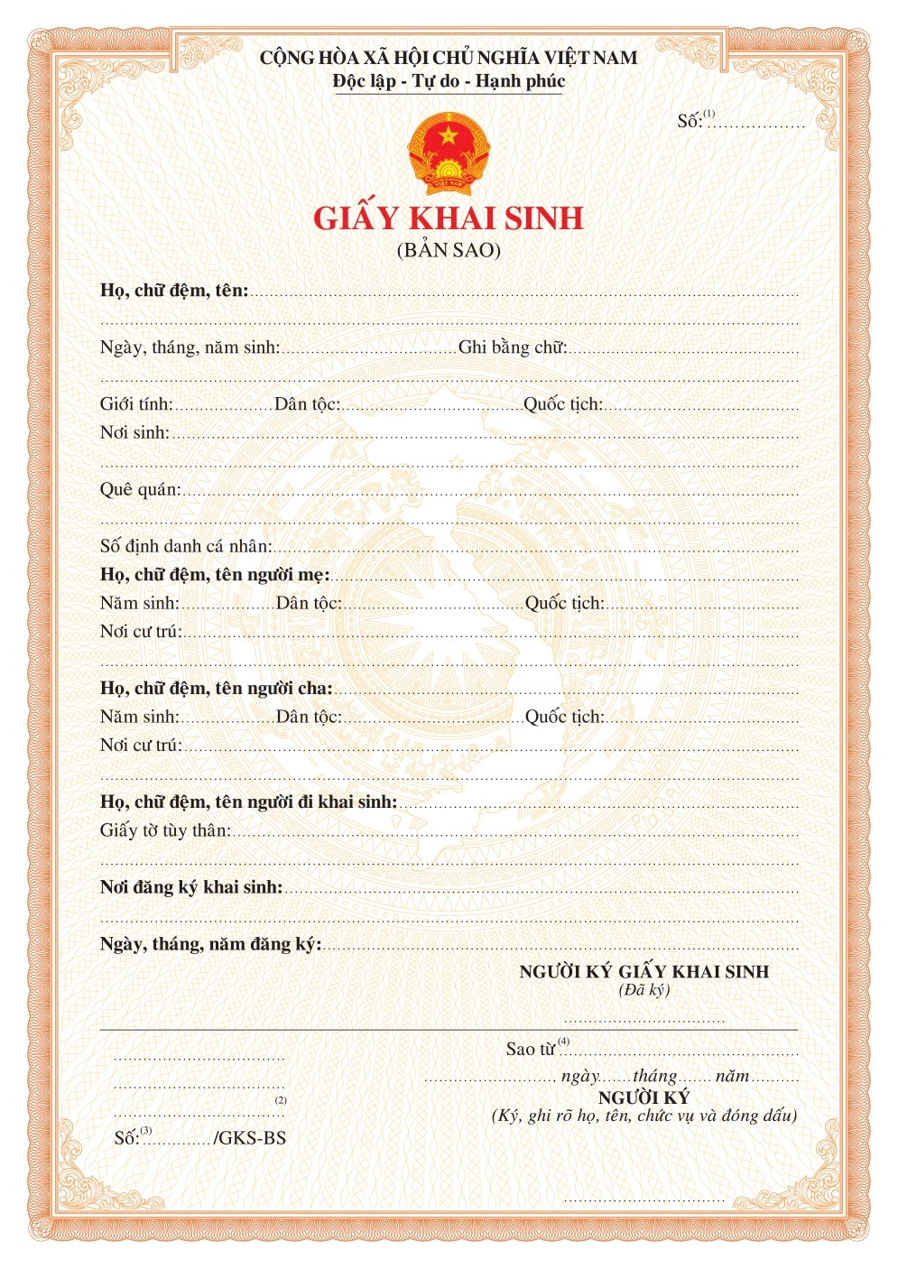 bản sao giấy khai sinh - Hình 1