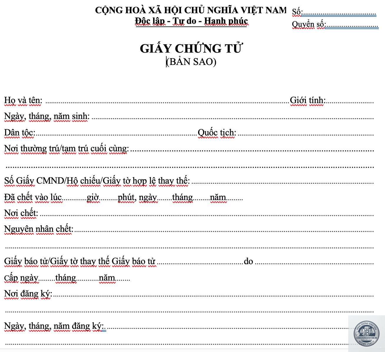 bản sao giấy khai tử - H&igrave;nh 3