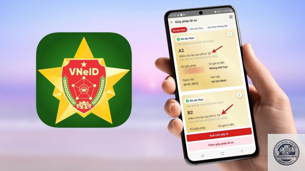 bằng lái xe trên VNeID