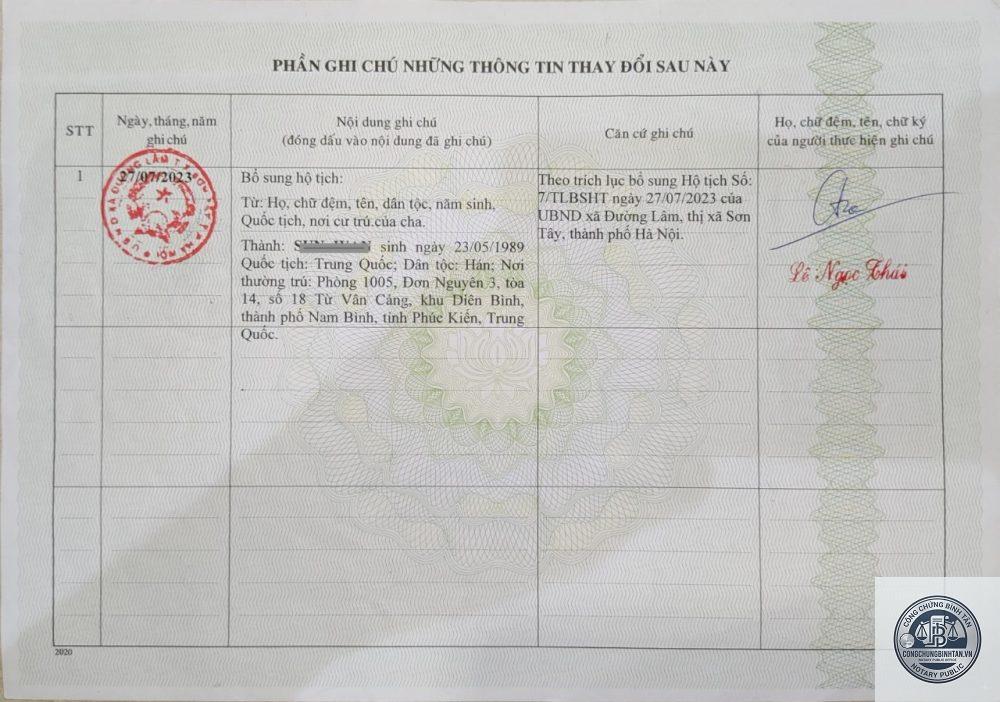 bổ sung giấy khai sinh - Hình 4