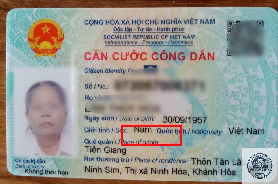 căn cước bị sai thông tin
