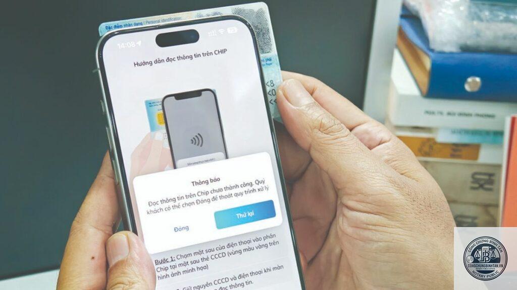 căn cước công dân không đọc được chip