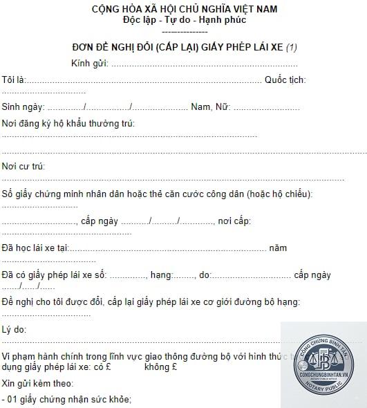 cấp lại bằng lái xe