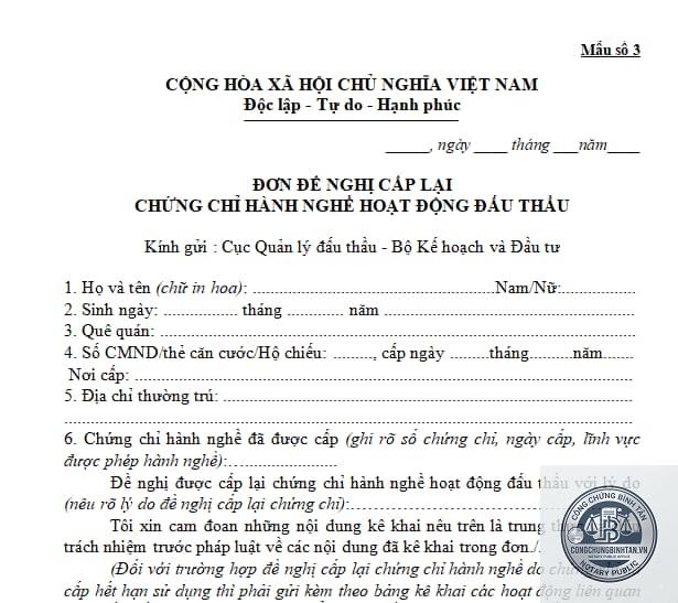 cấp lại chứng chỉ