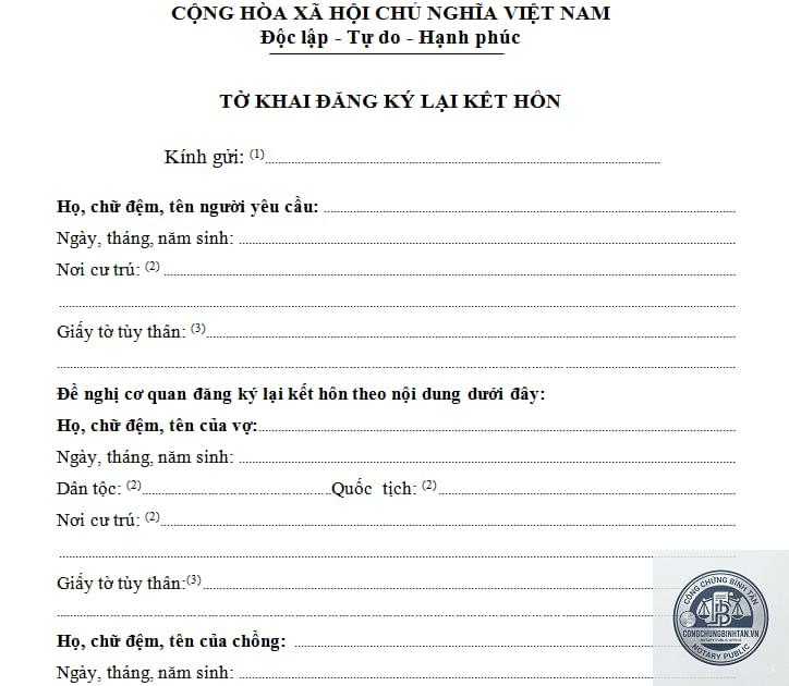 cấp lại giấy đăng ký kết hôn