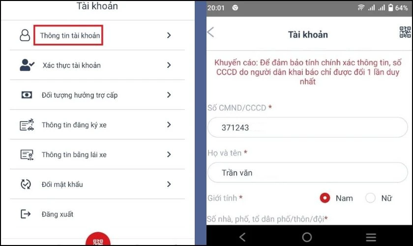 cập nhật th&ocirc;ng tin VNeID - H&igrave;nh 3
