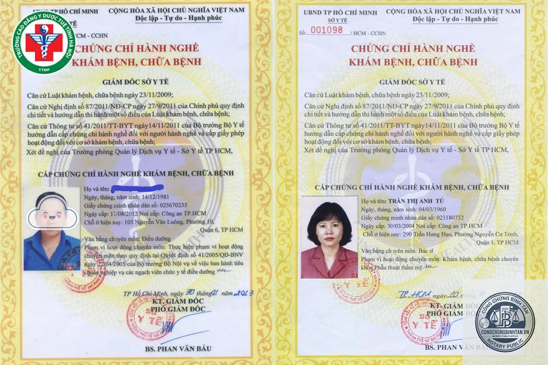 chứng chỉ hành nghề