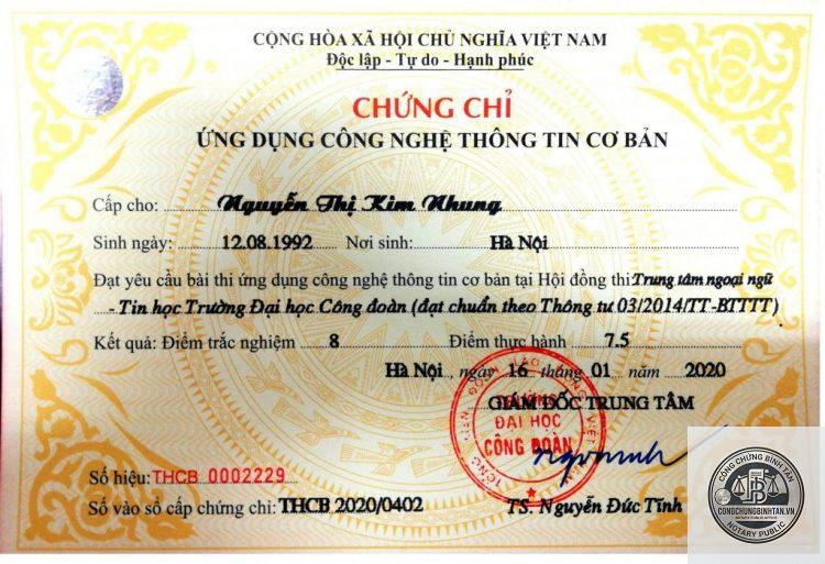 chứng chỉ tin học