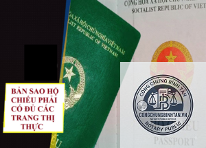 chứng thực bản sao hộ chiếu