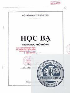 chứng thực bản sao học bạ