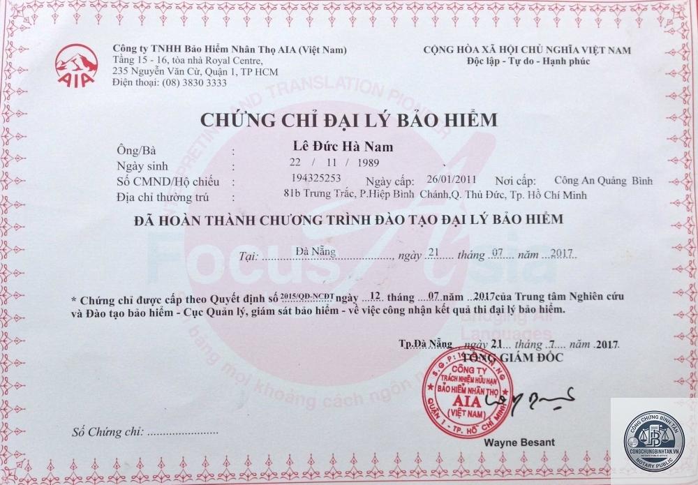 chứng thực chứng chỉ