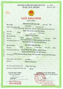chứng thực giấy khai sinh