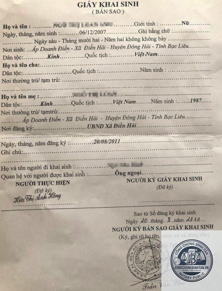 chứng thực giấy khai sinh - H&igrave;nh 2