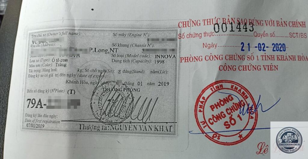 chứng thực giấy phép lái xe