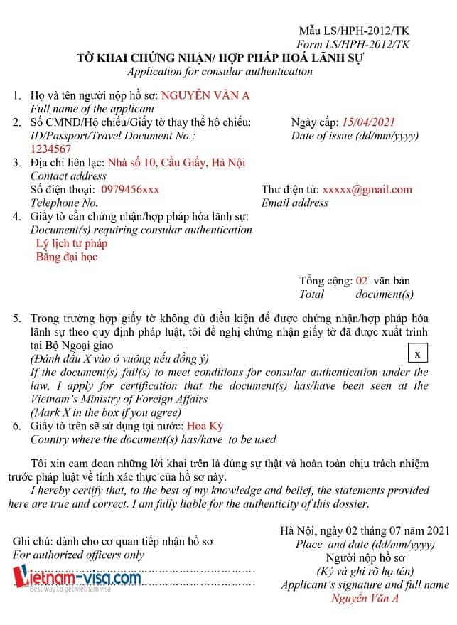 chứng thực giấy tờ lãnh sự quán yêu cầu