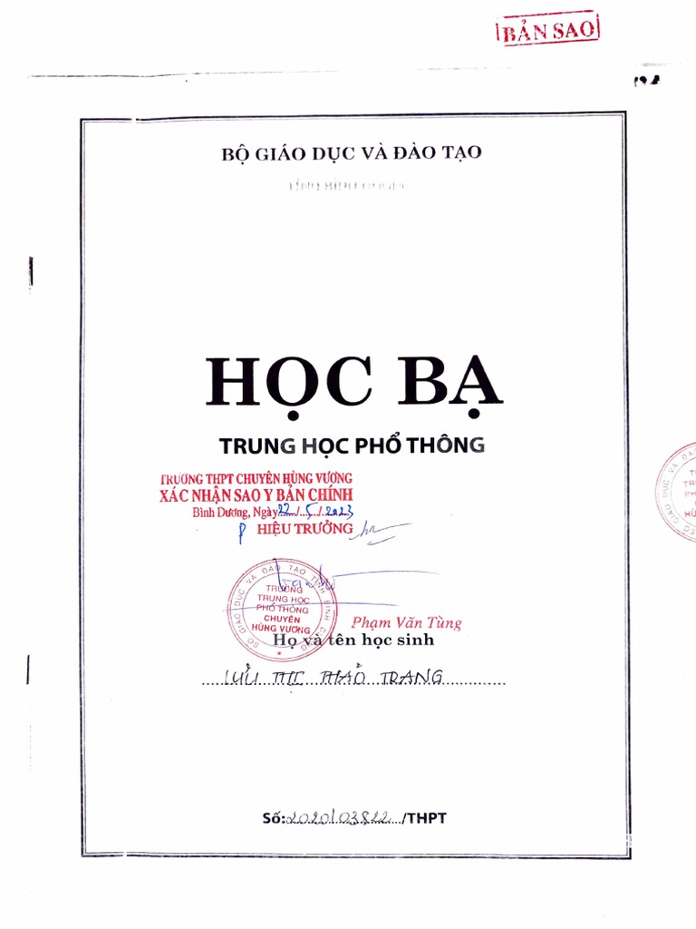chứng thực học bạ - H&igrave;nh 2