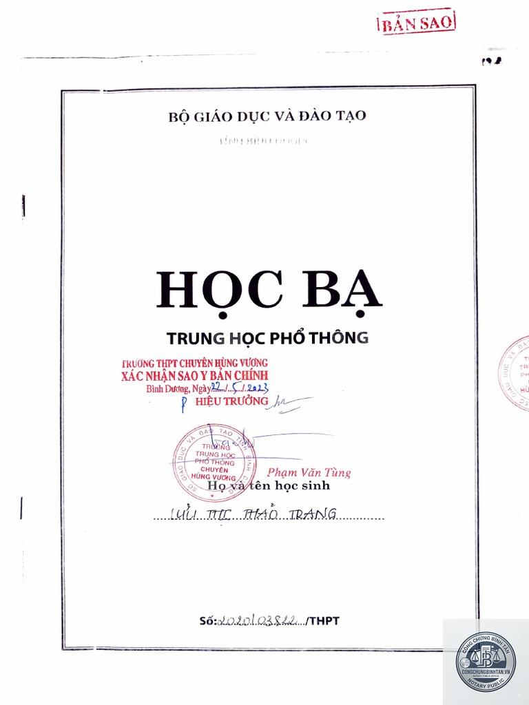 chứng thực học bạ - H&igrave;nh 2