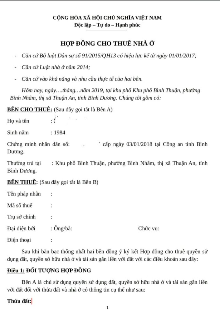 chứng thực hợp đồng thuê nhà