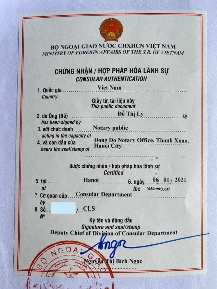 chứng thực hợp pháp hóa giấy tờ