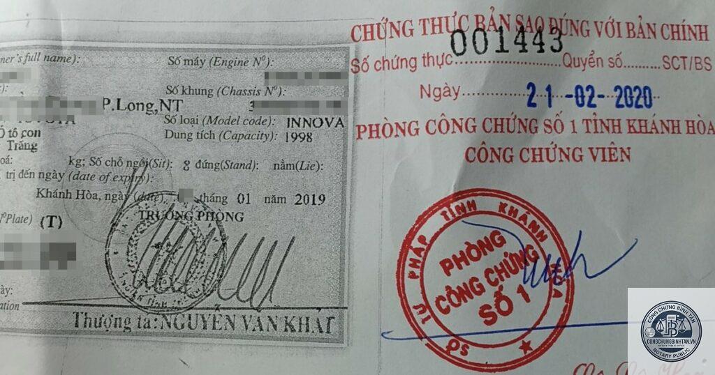 công chứng bản sao giấy phép lái xe