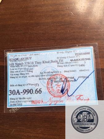 công chứng di chúc xe ô tô