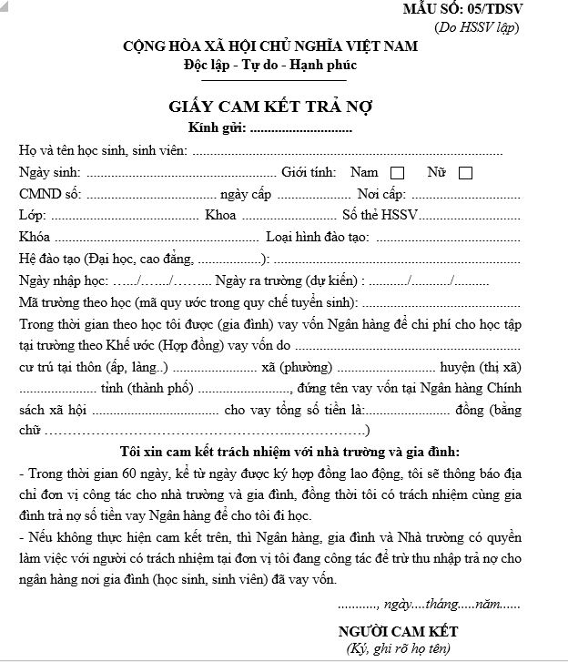 công chứng giấy cam kết trả nợ