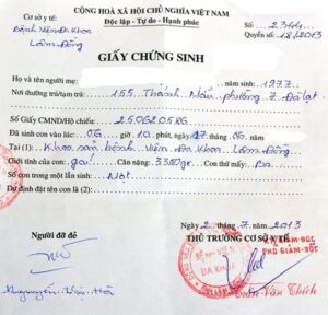 công chứng giấy chứng sinh