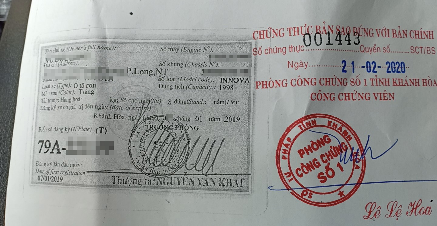 c&ocirc;ng chứng giấy đăng k&yacute; xe - H&igrave;nh 1