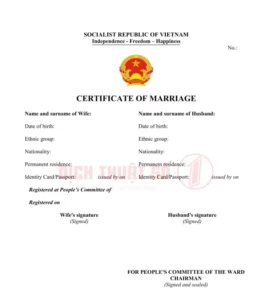 công chứng giấy kết hôn tiếng anh