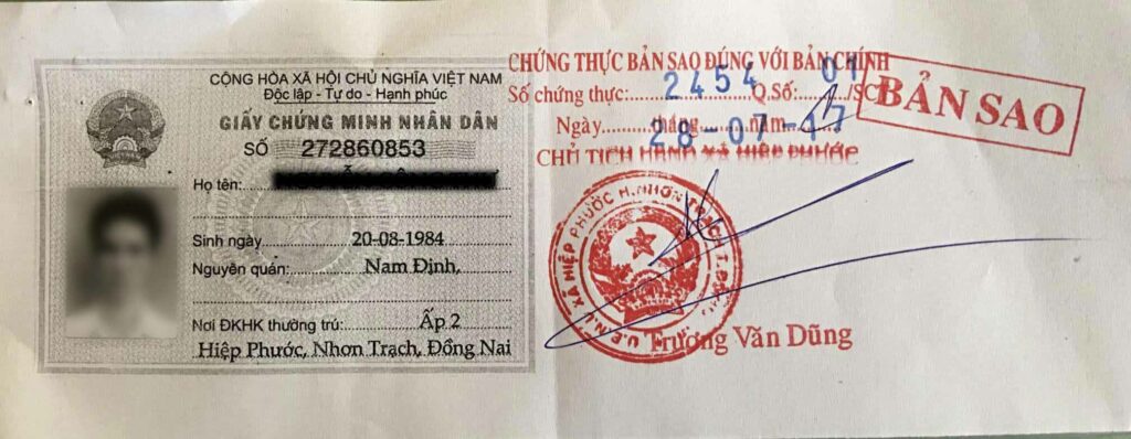 công chứng giấy tờ tùy thân