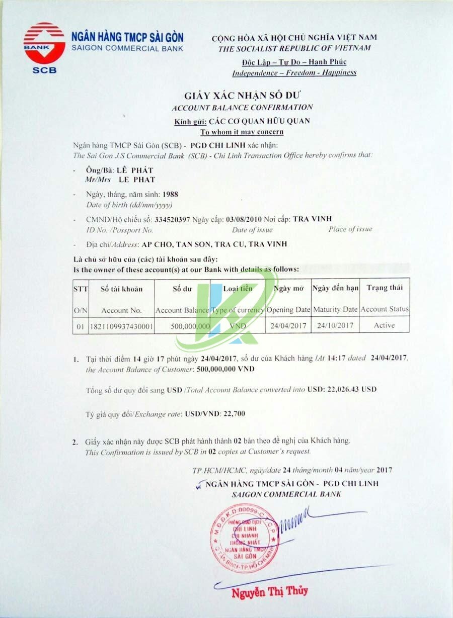 công chứng giấy xác nhận tài chính - Hình 1