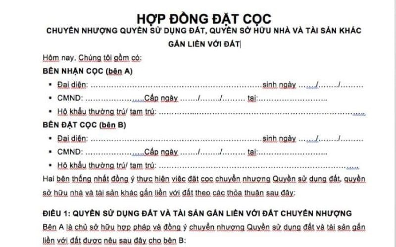 c&ocirc;ng chứng hợp đồng đặt cọc mua đất - H&igrave;nh 2
