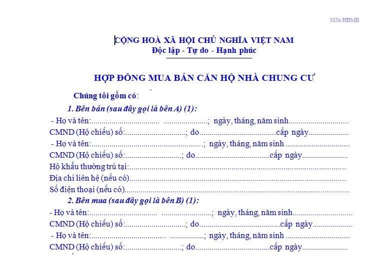 công chứng hợp đồng mua bán căn hộ