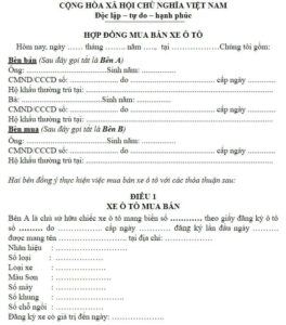 công chứng hợp đồng mua bán ô tô