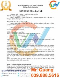 công chứng hợp đồng mua bán xe máy