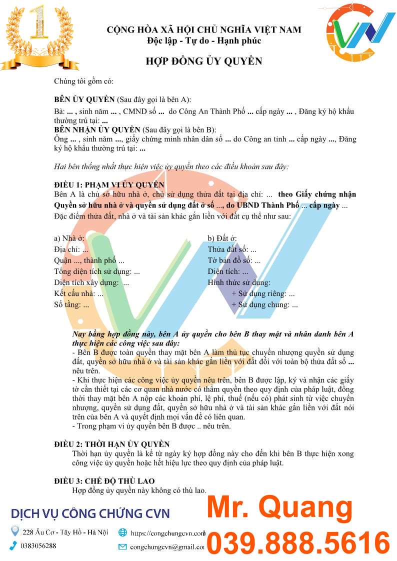 c&ocirc;ng chứng hợp đồng ủy quyền - H&igrave;nh 2