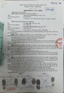 công chứng hợp đồng vay tiền