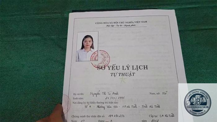 công chứng sơ yếu lý lịch