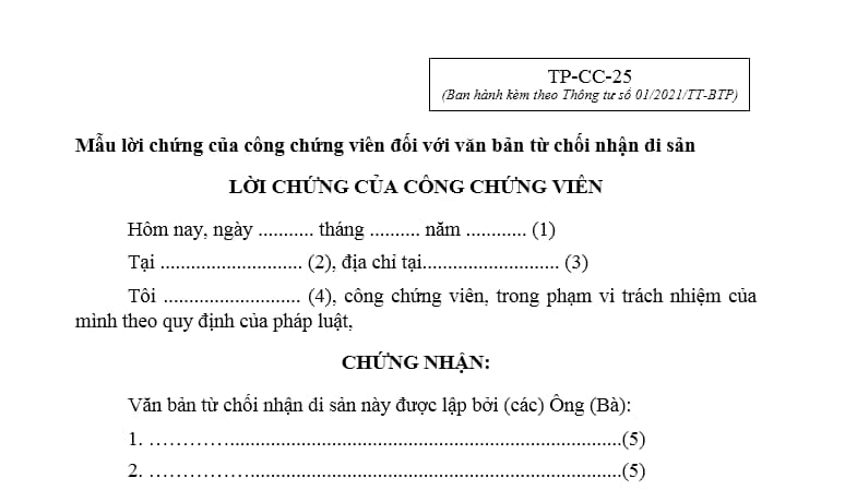 công chứng từ chối nhận di sản - Hình 1