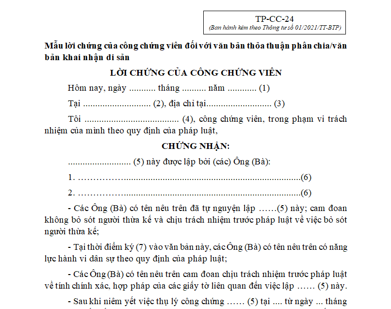 c&ocirc;ng chứng văn bản thỏa thuận ph&acirc;n chia di sản - H&igrave;nh 2