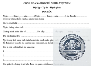 di chúc cho cơ sở tôn giáo