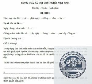 di chúc hợp pháp là gì