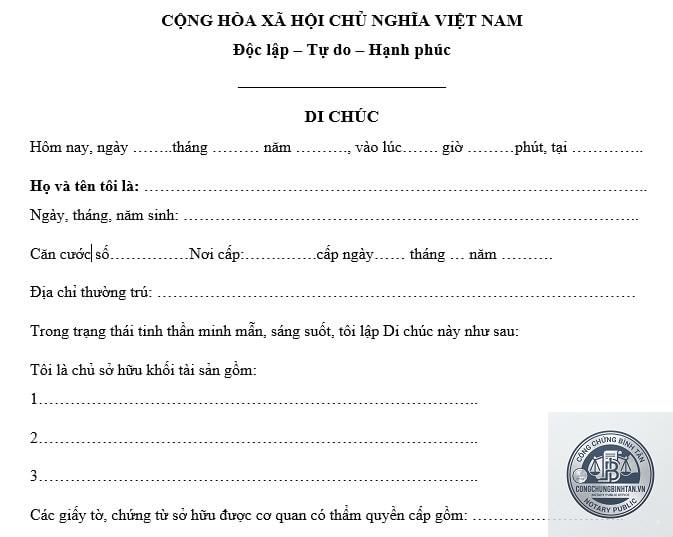 di chúc không có người làm chứng
