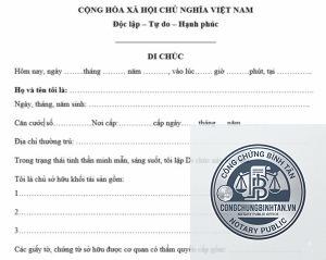 di chúc không có người làm chứng