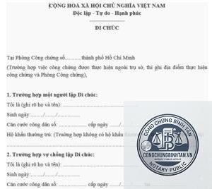di chúc quyền sử dụng đất