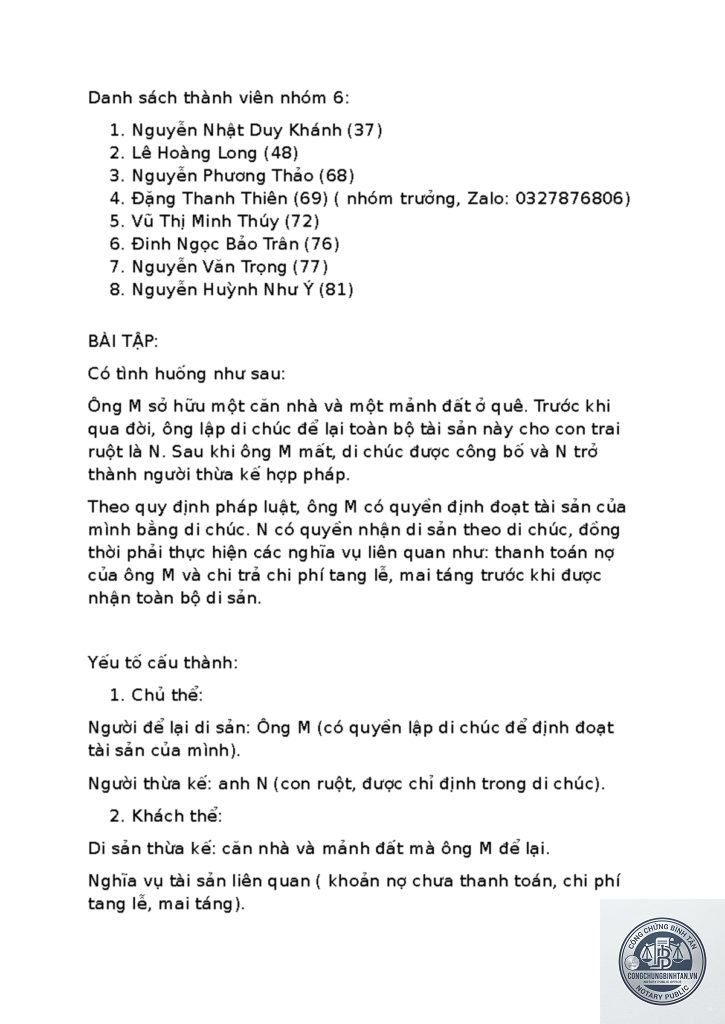 di chúc tài khoản thanh toán