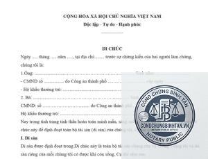 di chúc tài sản riêng